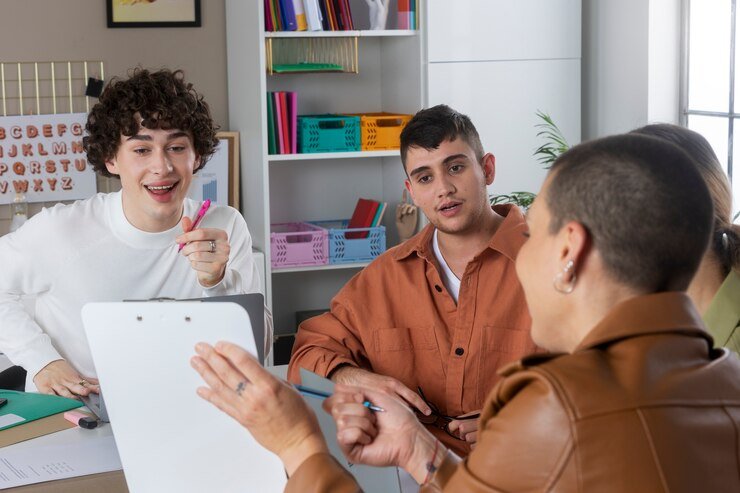 personas trabajando juntas en el escritorio